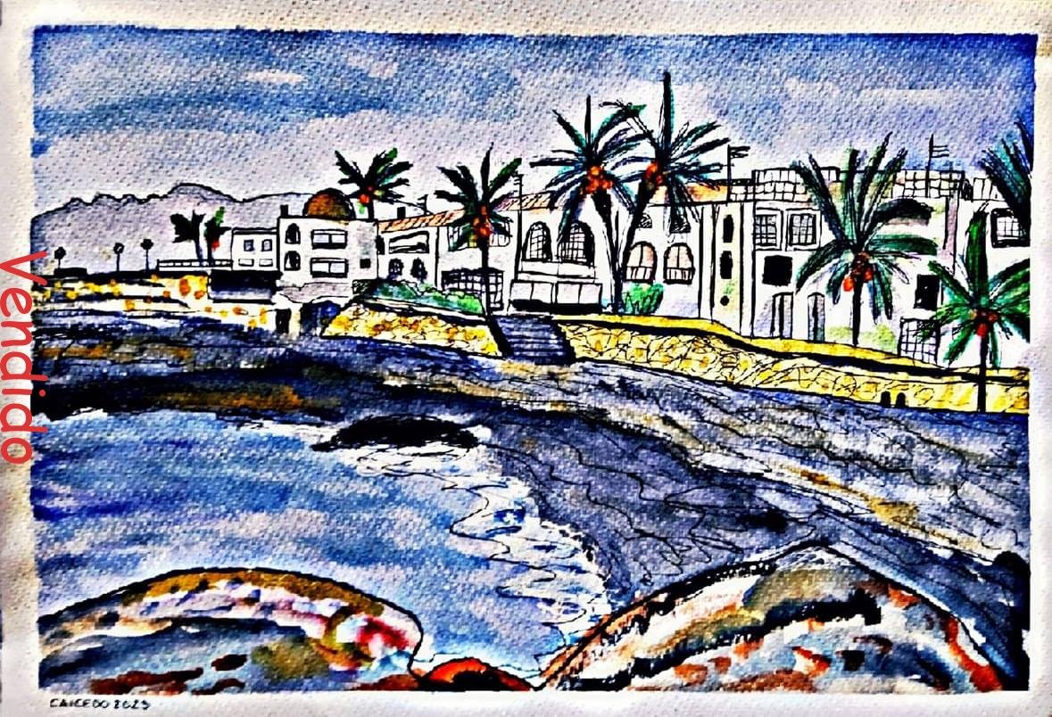 Paseos marítimo de Villaricos 2 50x42 acuarela (Vendido)