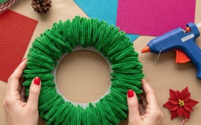 Creando mi corona navideña: Manualidad fácil con goma Eva y limpiapipas.